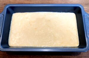 grapefruit pound cake batter in a pan before cooking