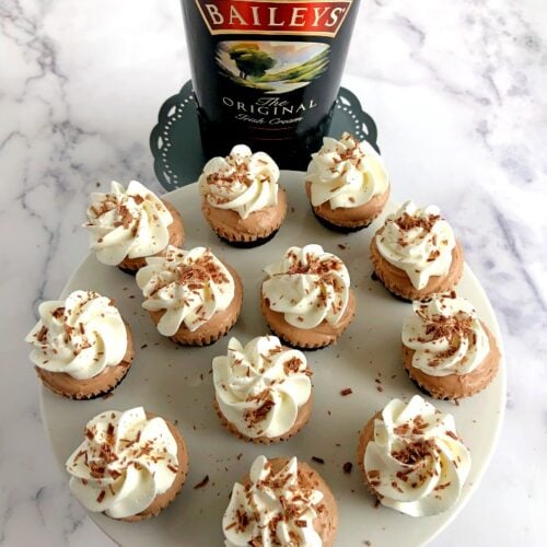mini irish cream cheesecakes and irish cream