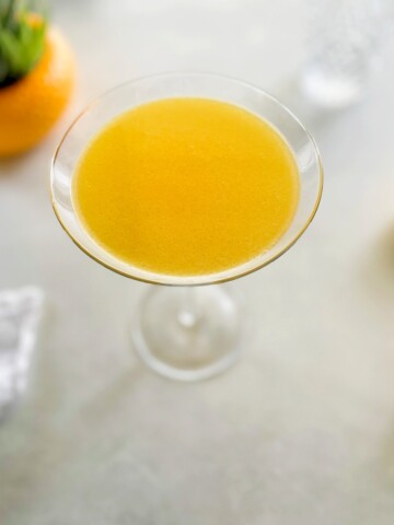 top view of a passion fruit martini