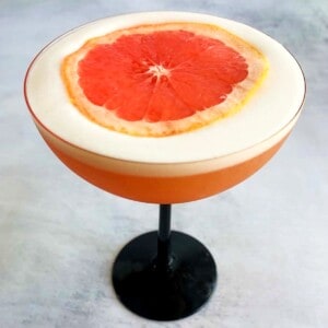 pisco sour with grapefruit juice and foam on top