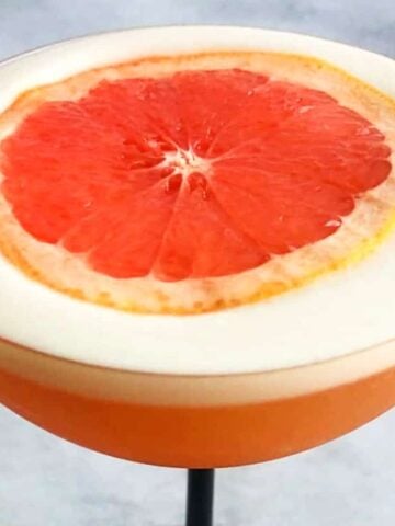 pisco sour with grapefruit juice and foam on top