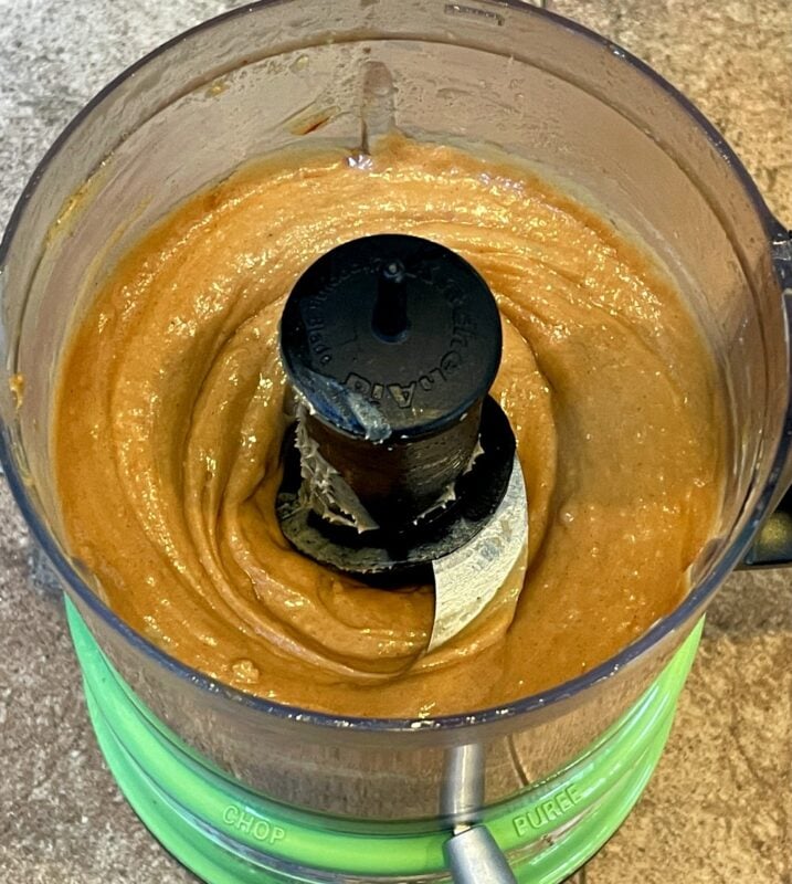 homemade peanut sauce in a food processor