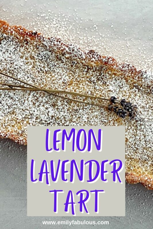 lemon lavender tart with powdered sugar on top