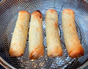 spring rolls after cooking in an air fryer