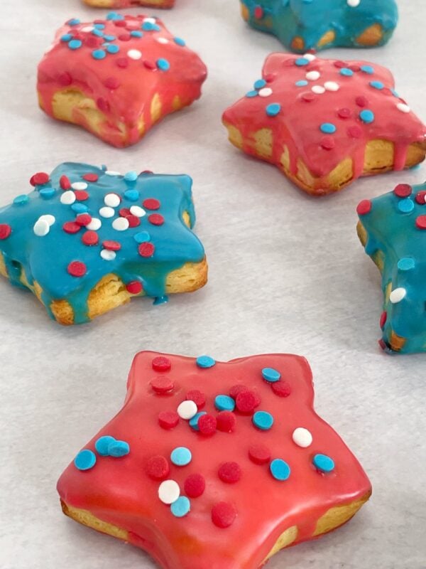 air fried star donuts with sprinkles on a table