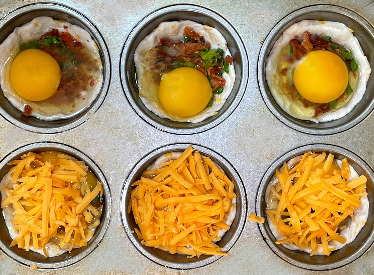 bacon egg and cheese cups before baking