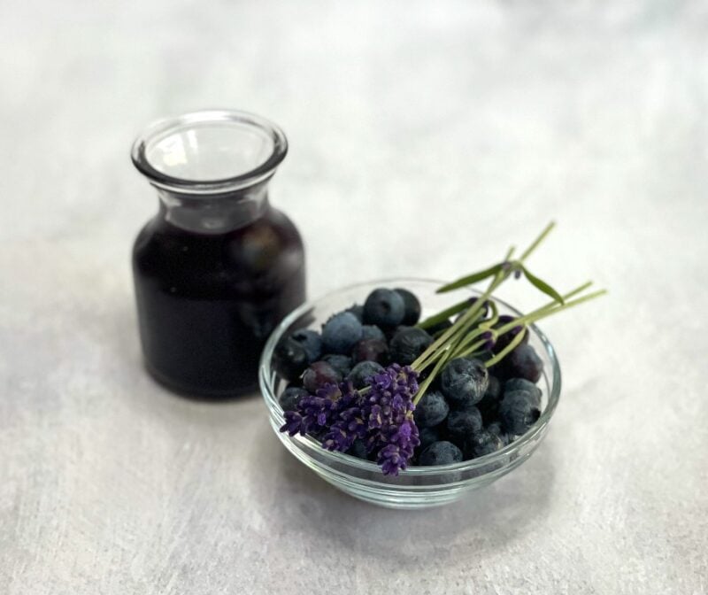 blueberries, lavender and syrup