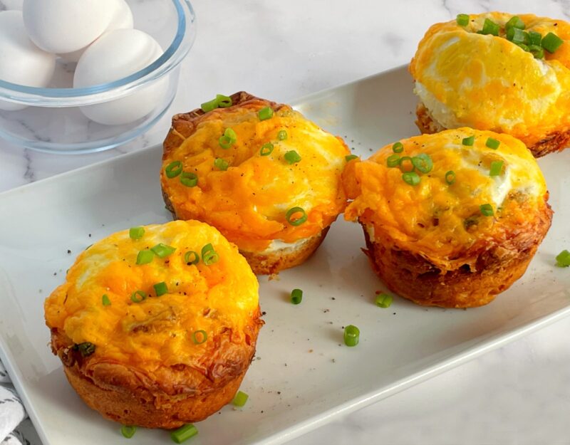 egg, bacon and onion biscuit cups
