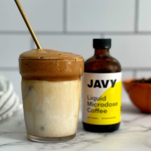 whipped pumpkin spice coffee and a bottle of javy liquid coffee