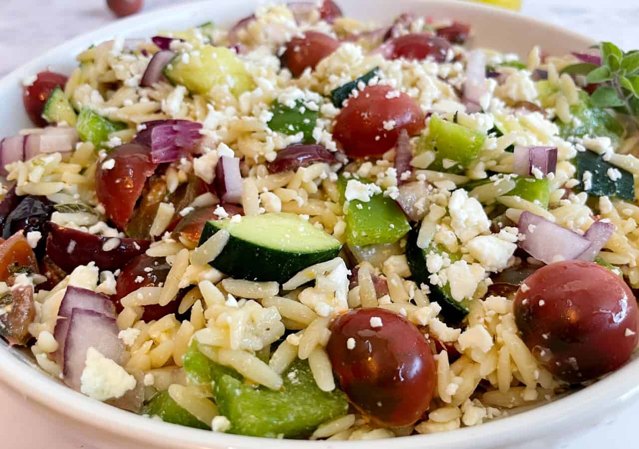 greek orzo pasta with lemon dressing