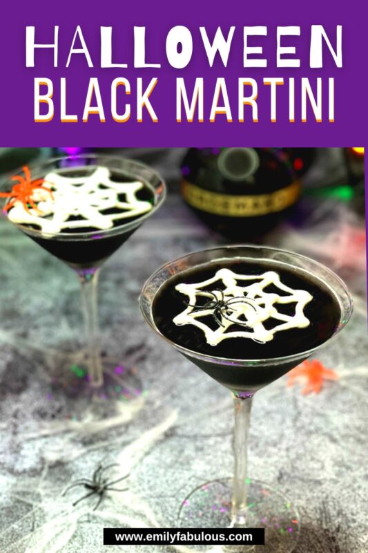 Black Martini with meringue spider webs Recipe