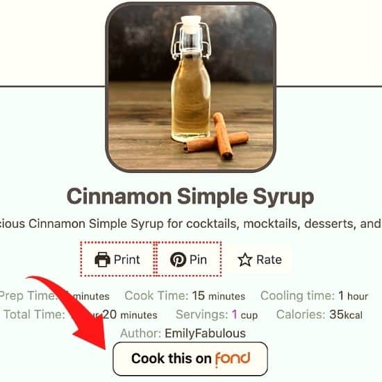 screenshot of the "Cook this on Fond" button in a recipe card