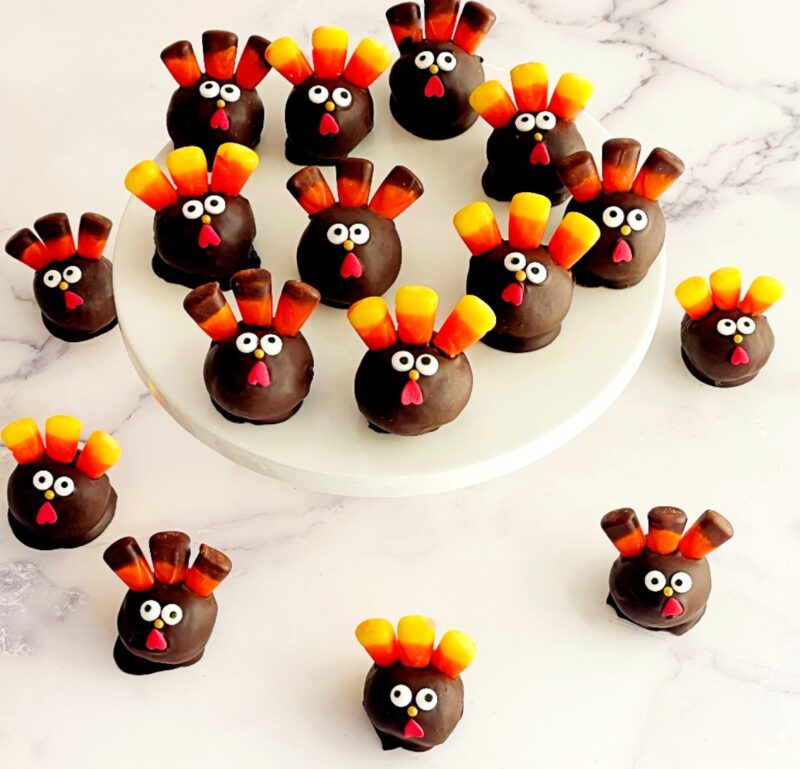 turkey cake pops on a table
