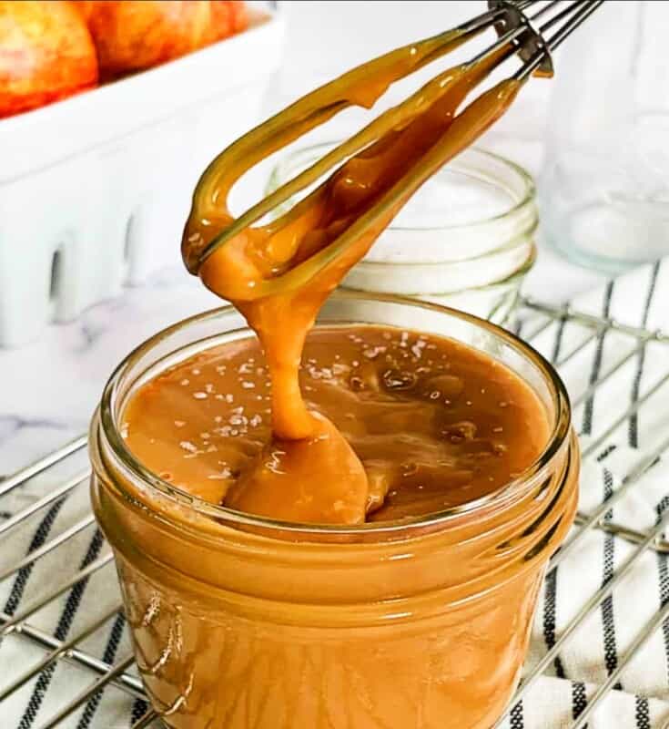 salted caramel dripping off a whisk.