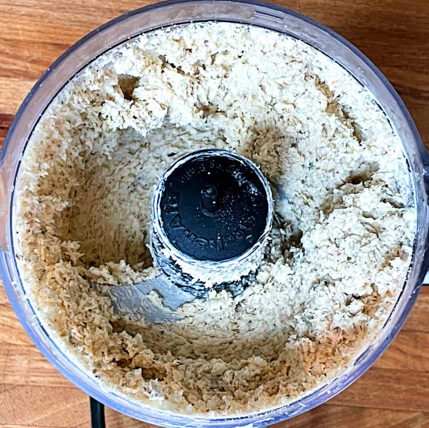 suffted mushroom filling in a food processor.