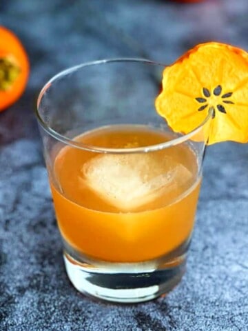 whiskey persimmon low ball drink