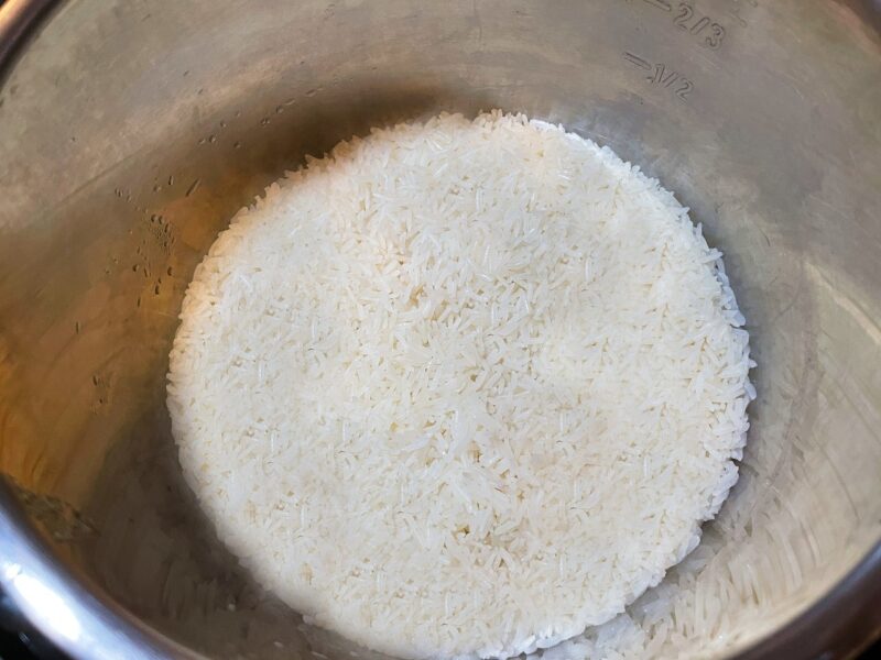 cooked jasmine rice in an instant pot
