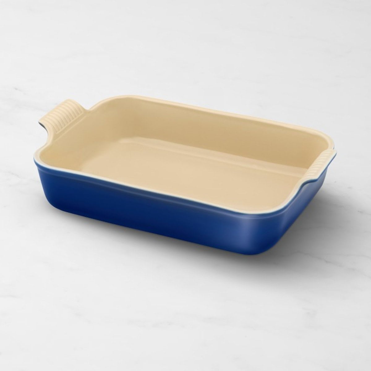 blue baking dish.