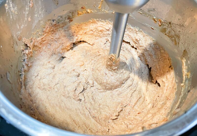 refried beans being pureed in the instant pot