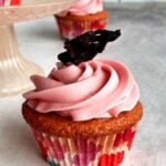 hibiscus cupcake with dried hibiscus flower