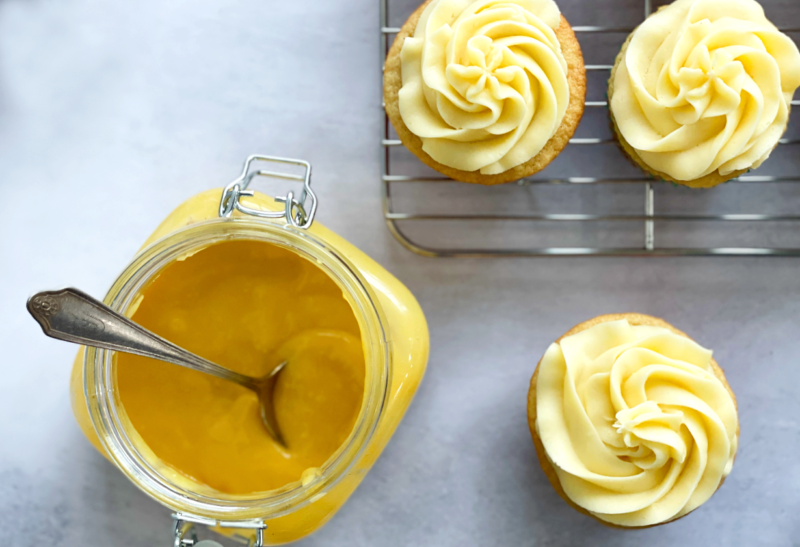 passion fruit cupcakes with passion fruit curd
