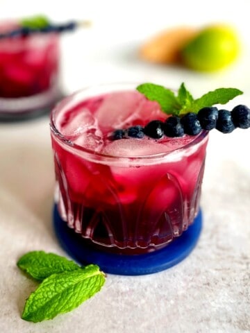 gin and tonics with blueberry
