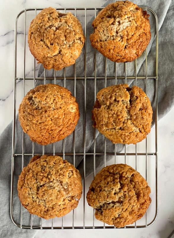 top of baked chai muffins with streusel topping