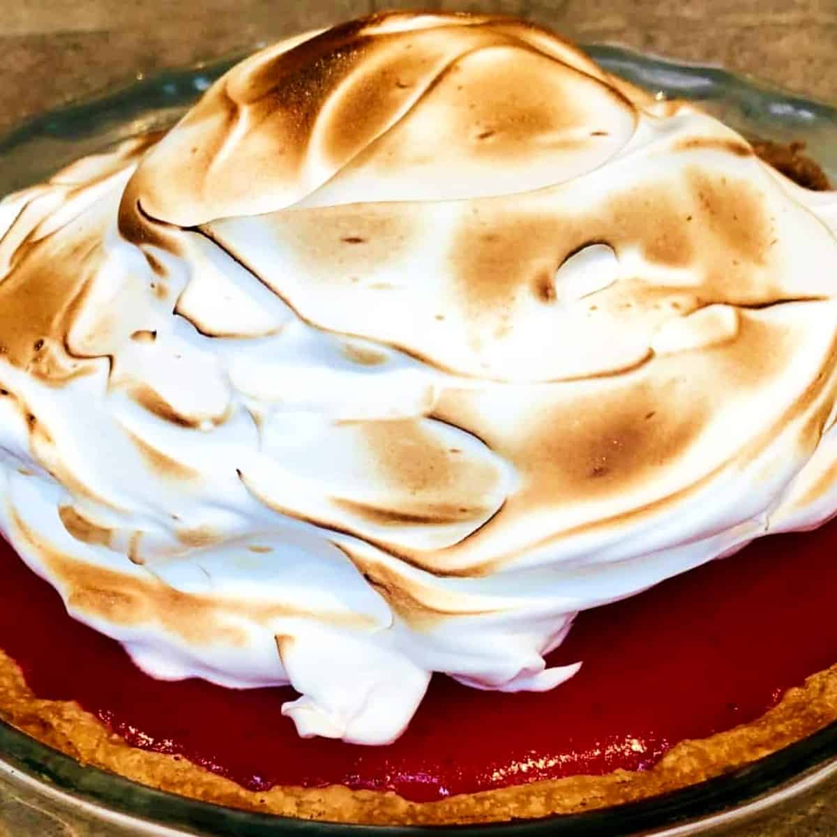 lemon cranberry pie with a toasted meringue topping.