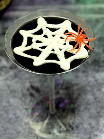black martini with spider web