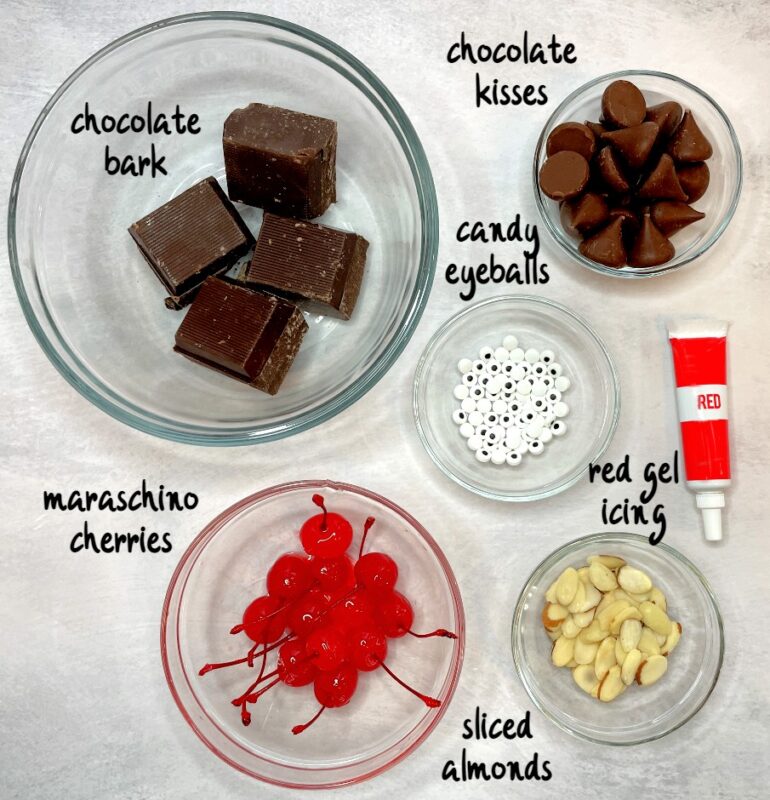 ingredients to make chocolate mice.
