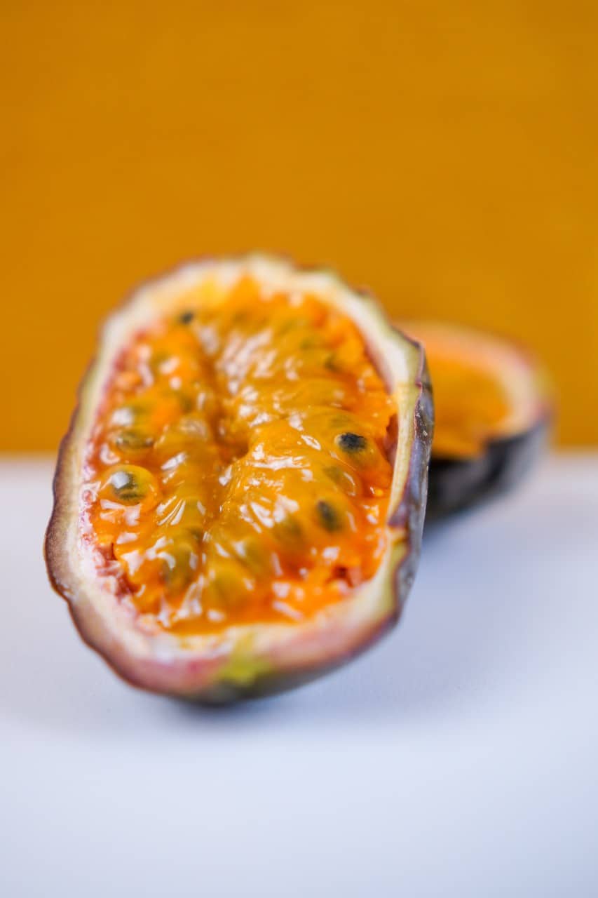 passion fruit cut in half