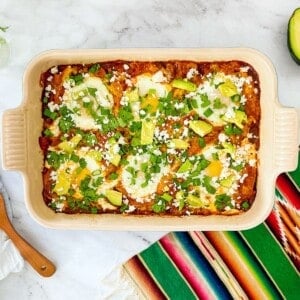 easy chilaquiles rojas casserole.
