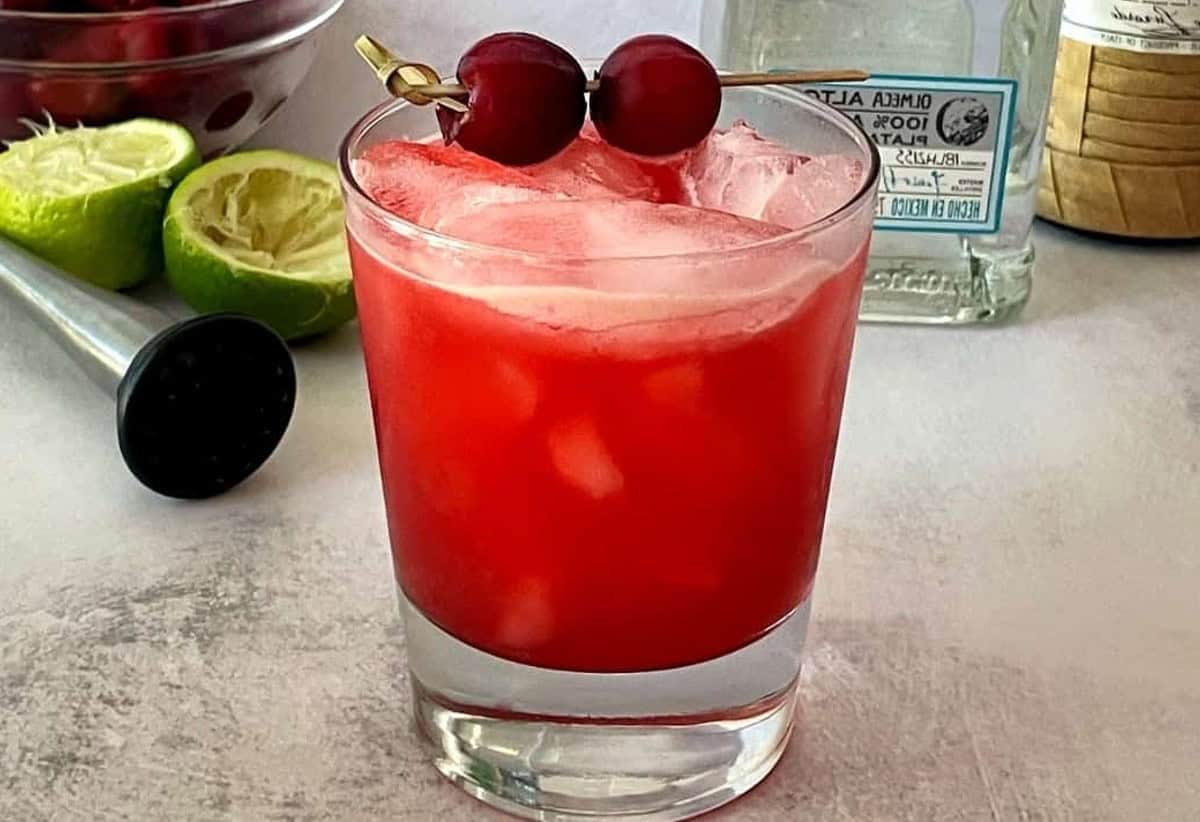 cherry margarita in a glass.