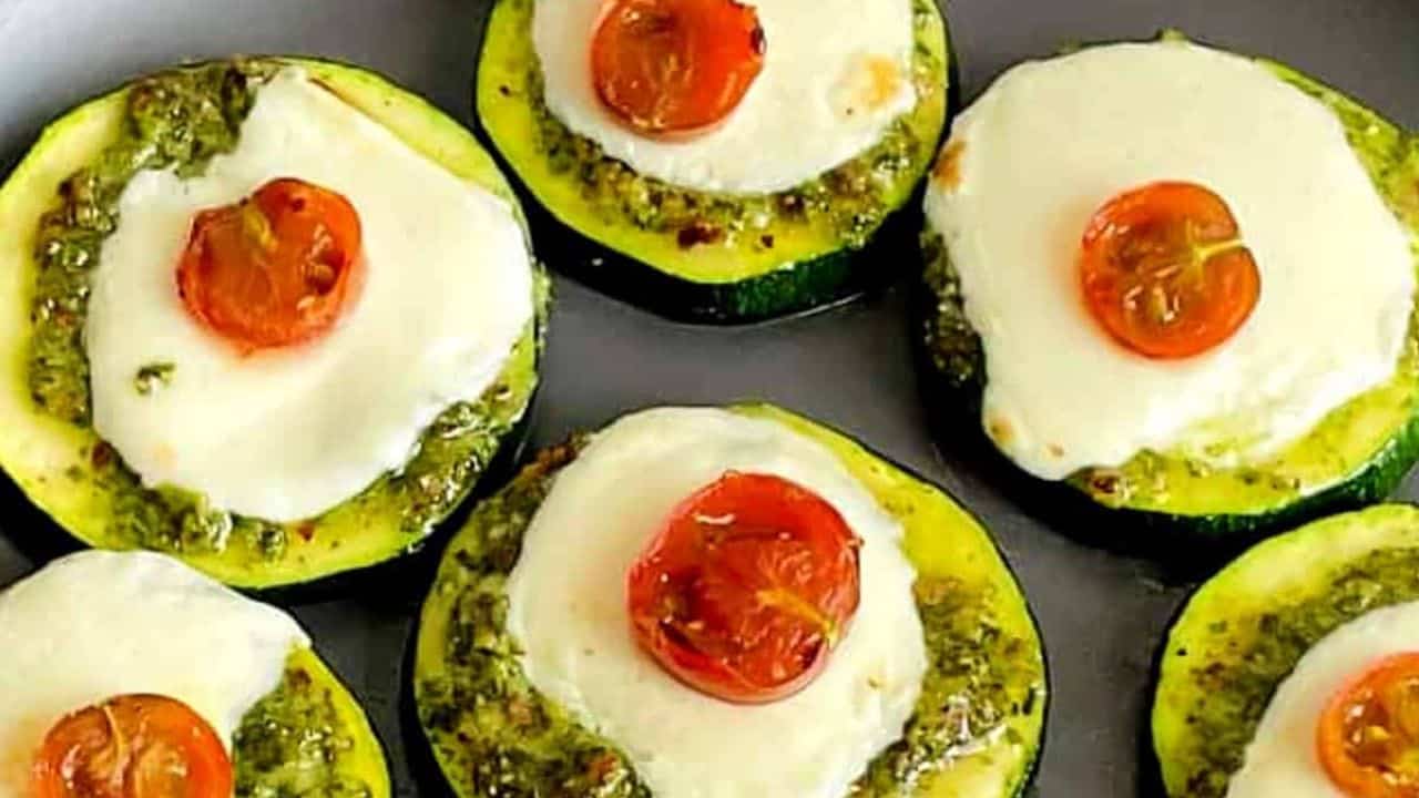 Air Fryer Zucchini Pesto Bites.