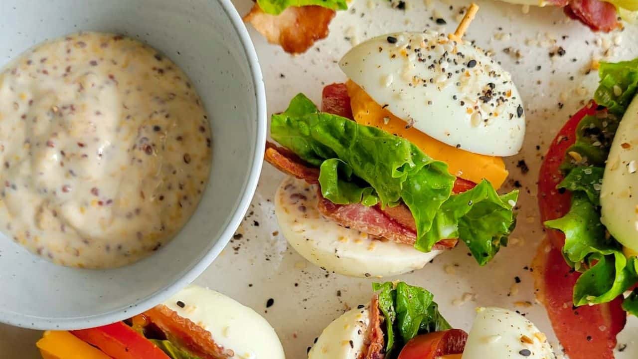 Bacon Cheese Egg Bites with Lettuce and Tomato