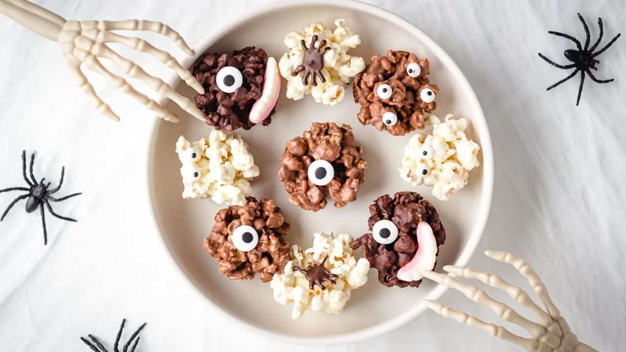 Chocolate Halloween Popcorn Balls
