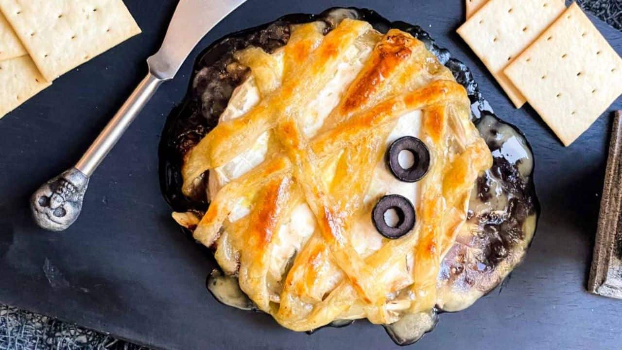Halloween Mummy Wrapped Baked Brie Recipe