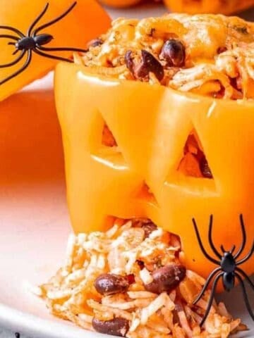 Jack-o-Lantern Halloween Stuffed Peppers