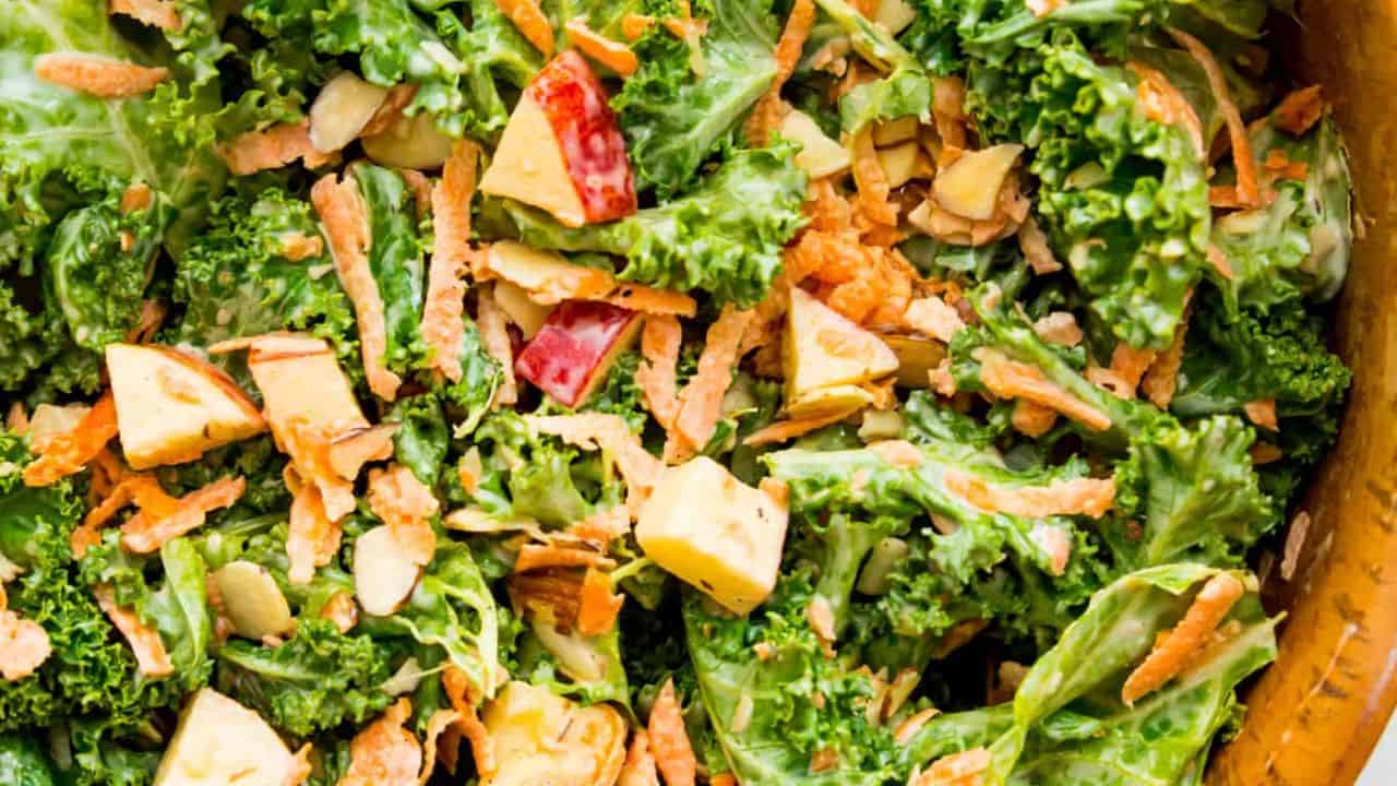 Kale Slaw with Apples (without cabbage)