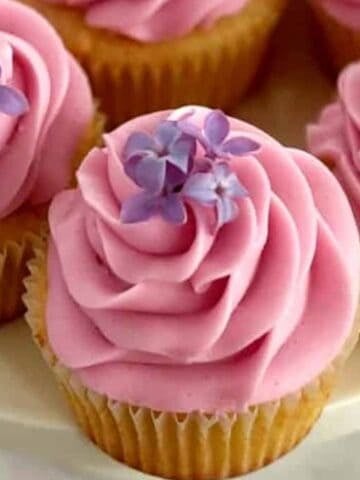 Lilac Cupcakes with Lilac Buttercream Frosting.