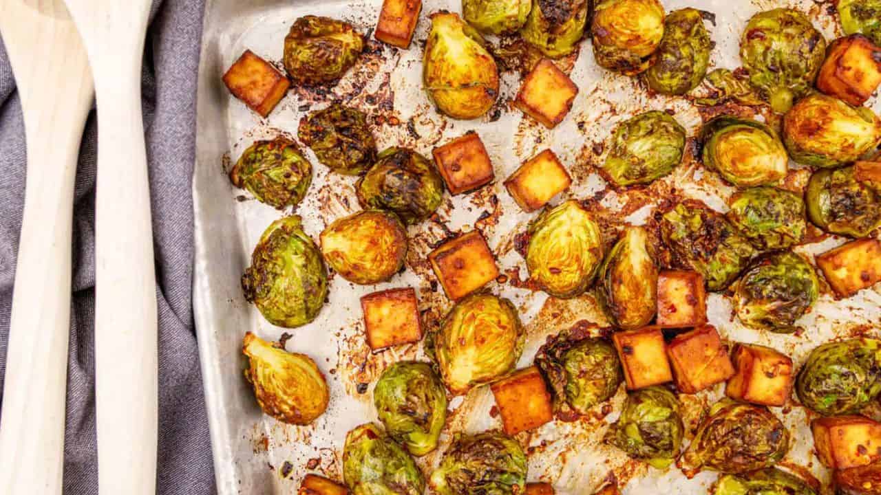 Sheet Pan Miso Tofu and Brussels Sprouts