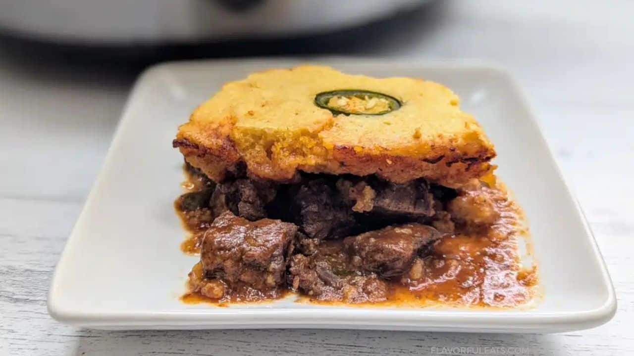 Slow Cooker BBQ Beef Cornbread Casserole
