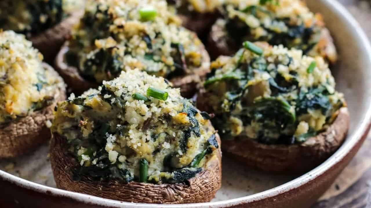 Vegan Stuffed Mushrooms with Ricotta and Spinach