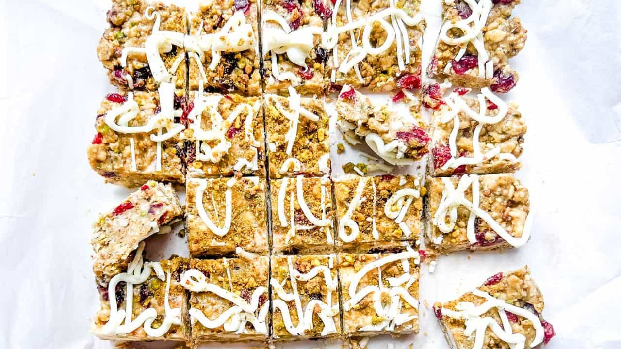 Cranberry Pistachio No-Bake Bars