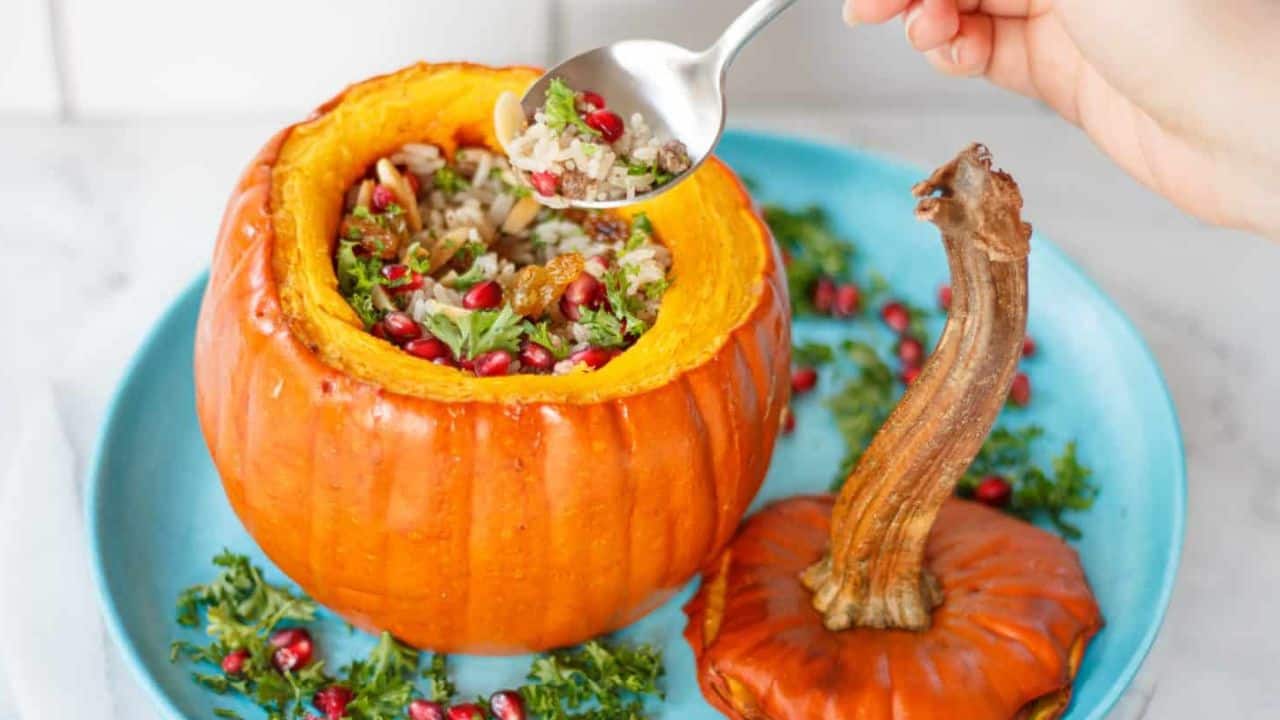 Mediterranean Rice Stuffed Pumpkin