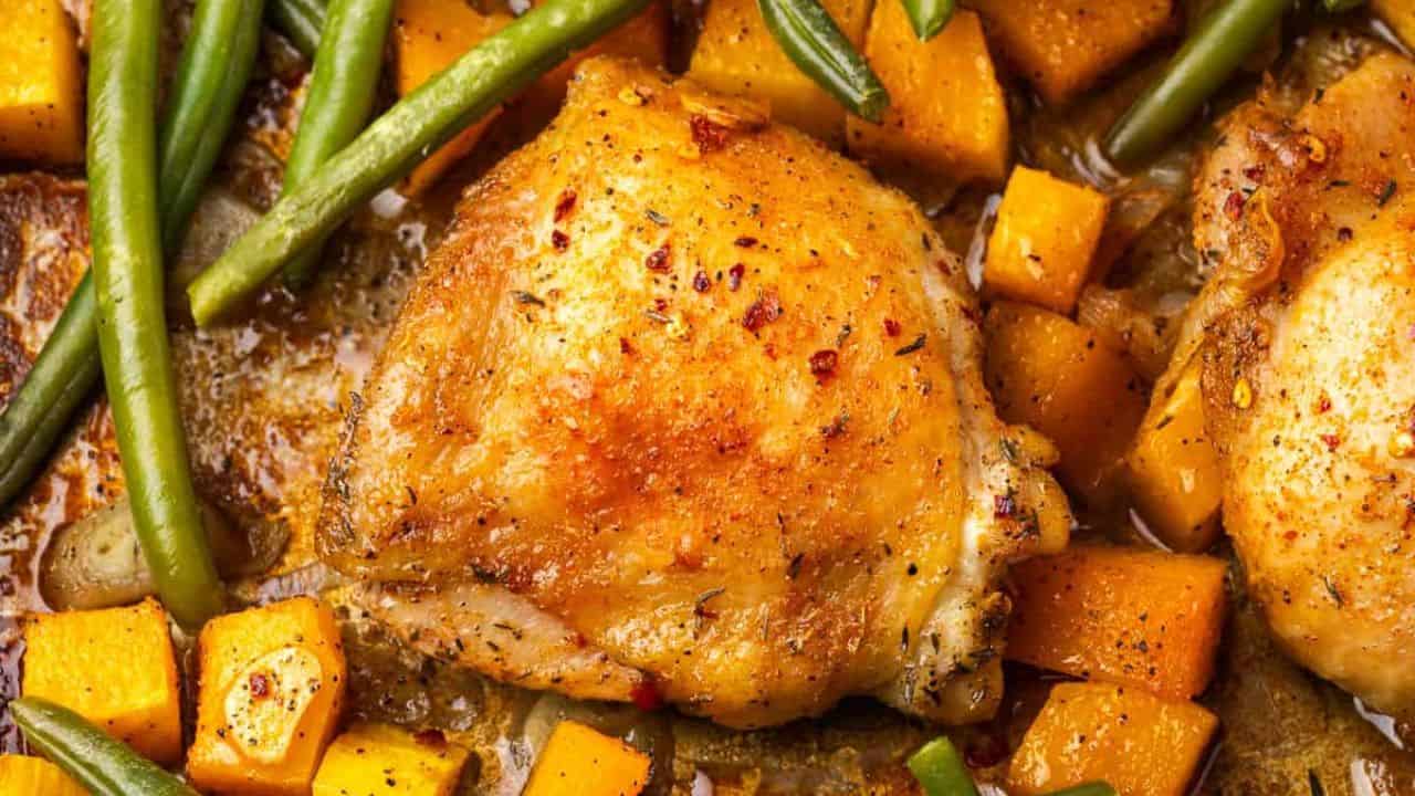 Sheet Pan Chicken Thighs with Roasted Veggies