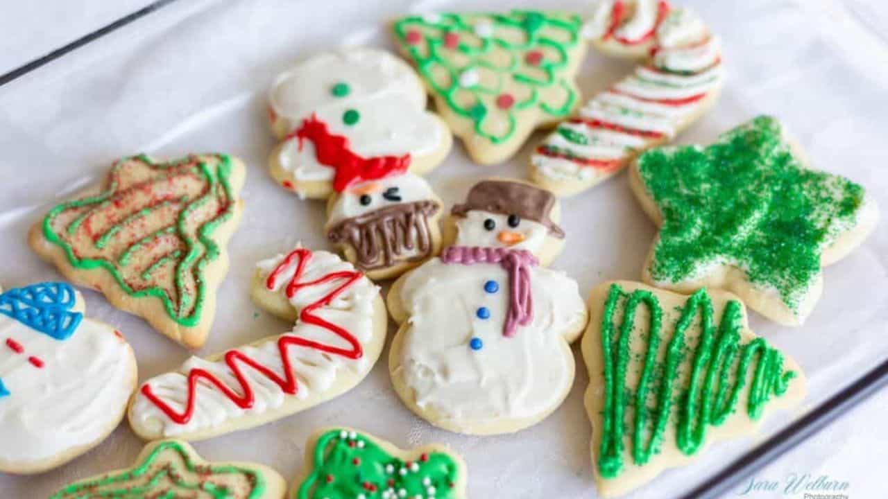 Sour Cream Christmas Sugar Cookies with Cream Cheese Frosting