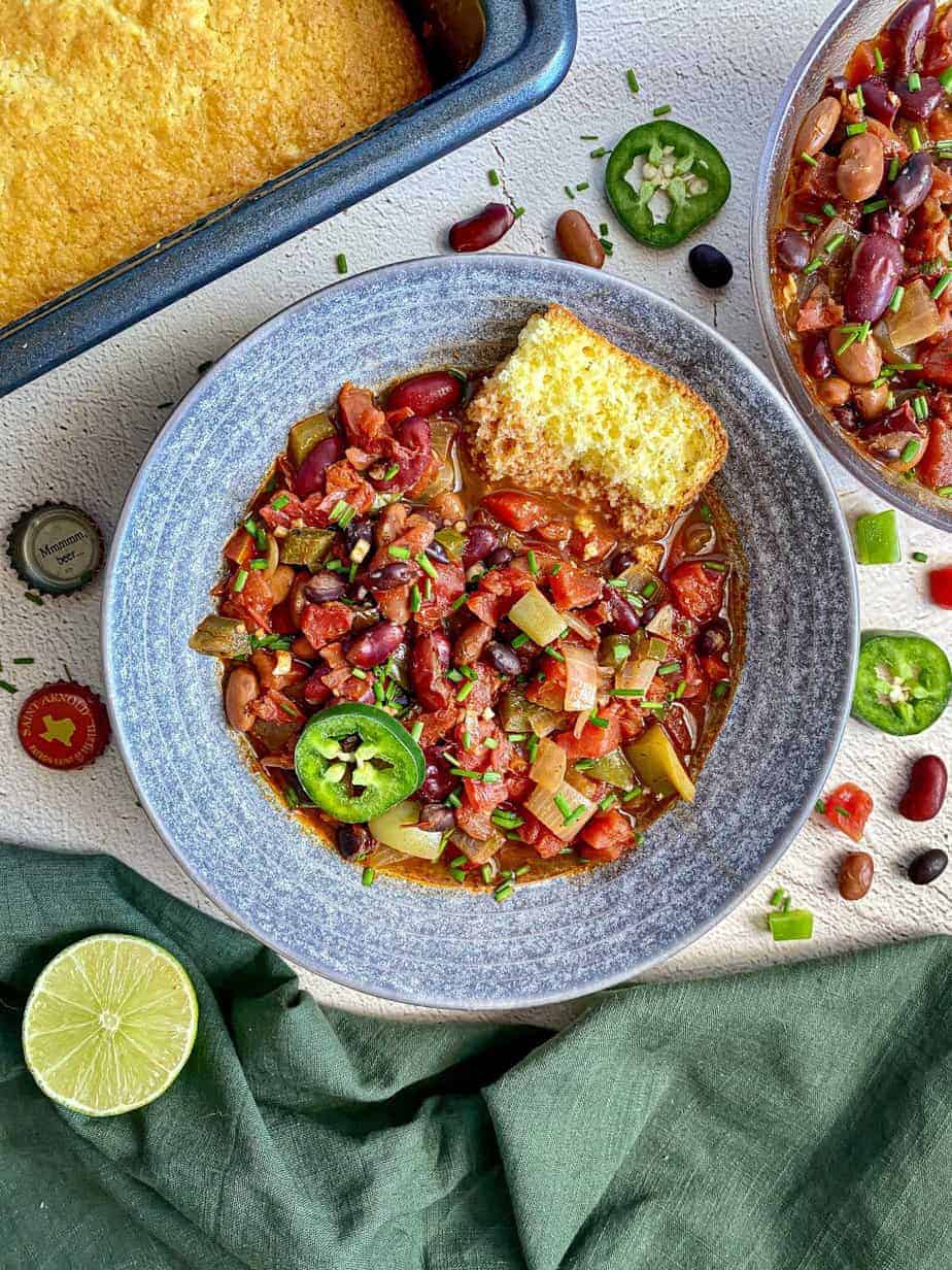 Three-Bean and Beer Chili