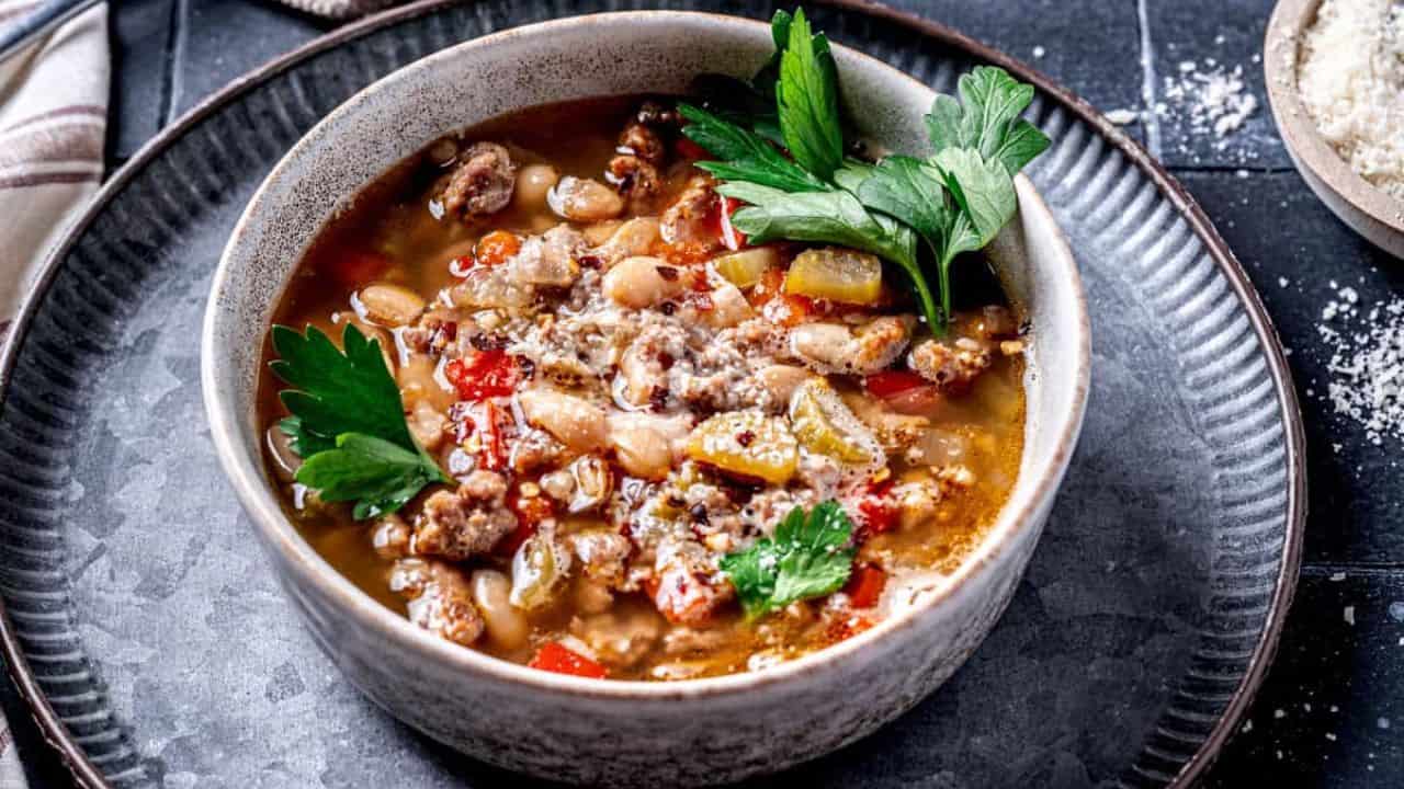 Brothy Italian Sausage and White Bean Soup