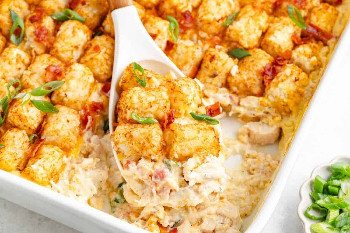 Chicken Bacon Ranch Tater Tot Casserole